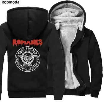 

SPQR Roman Senate Golden Eagle winter man Slim fit Plus velvet Thicken coat hoodies zipper hoody sweatshirt Sports clothing Tops