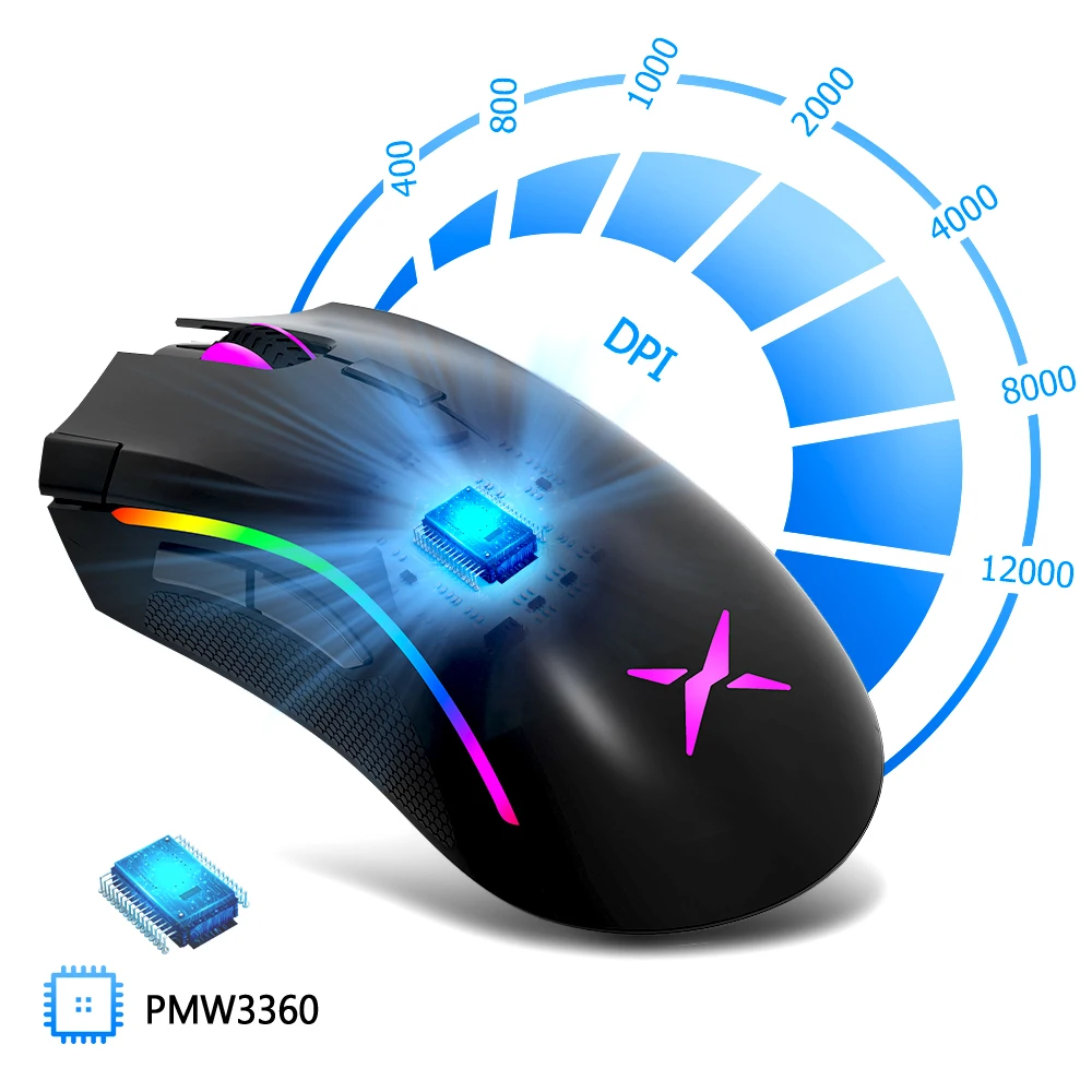 

M625 PMW3360 Sensor Gaming Mouse 12000DPI 7 Programmable Buttons RGB Backlight Wired Mice with Fire Key For FPS Gamer