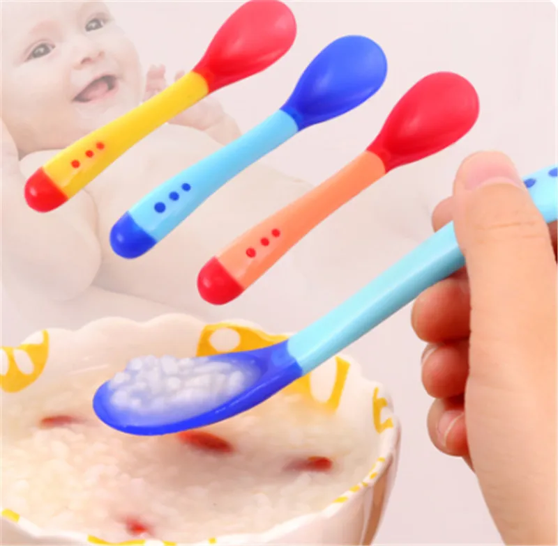 

1pcs Baby Silicone Spoon Baby Safety Temperature Sensing Tool Children Tableware Feeding Spoon Tool