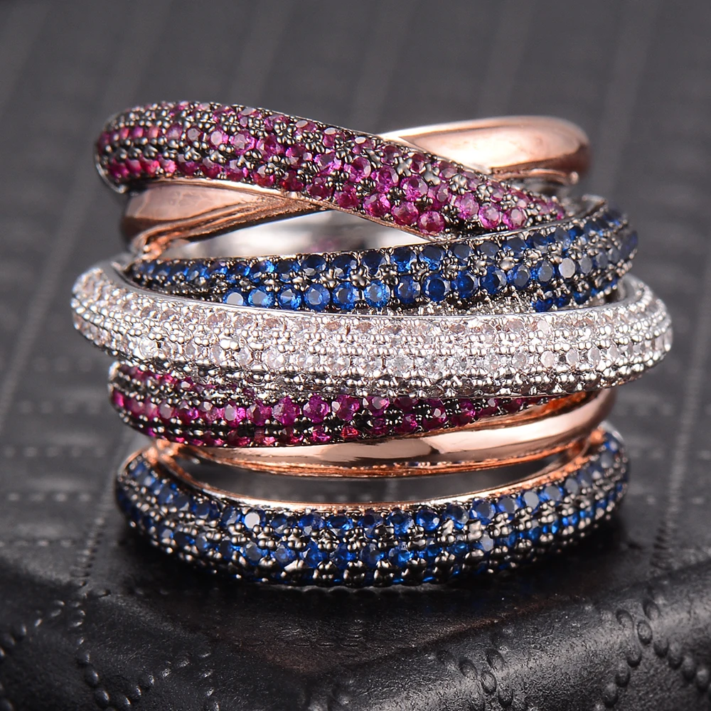 

LARRAURI Luxury Twist Lines Geometry Cubic Rings Monaco Designer Engagement Dubai Naija Bridal Finger Rings Jewelry Addiction