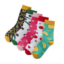 Счастливый фруктовый узор женские носки повседневные хлопковые носки оранжевый ананас персик арбуз Забавный стиль