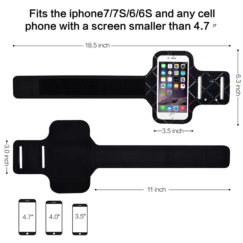 

Multi-functional PVC Caili Lattice Armband Outdoor Fitness Sports Running Armband Ultra-Thin Mobile Phone Arm Belt Customizable