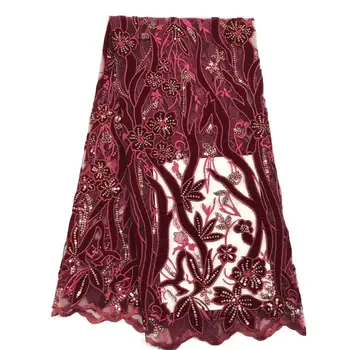 

Perfect curve with high-quality velvet sequin embroidery, small flower sequin embroidery banquet dress wedding party fabric