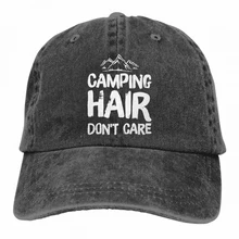 

Unisex Camping Hair Don T Care Vintage Jeans Baseball Cap Classic Cotton Dad Hat Adjustable Plain Cap
