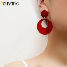 Youvanic, эффектные круглые висячие серьги из ацетата для женщин, неоновые акриловые серьги круги, женские серьги, модные ювелирные изделия 1416