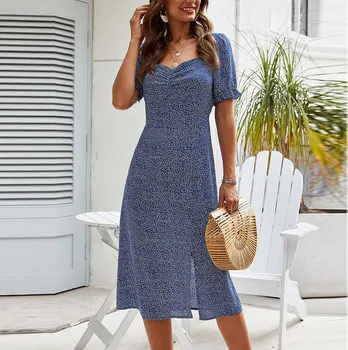 

Free ShippingVintage Floral Print Puff Sleeve Summer Dress 2020 Maxi Long Beach Dress Women