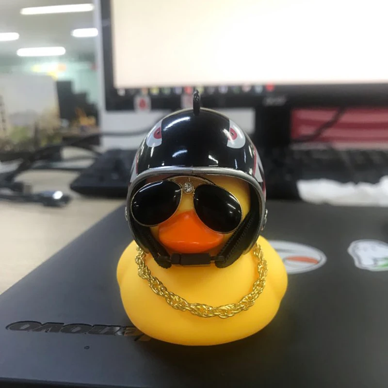 Society Lovely Duck in the Car Ornament Car Accessories Interior Decoration  Auto Dashboard Toys With Helmet And Chain - AliExpress