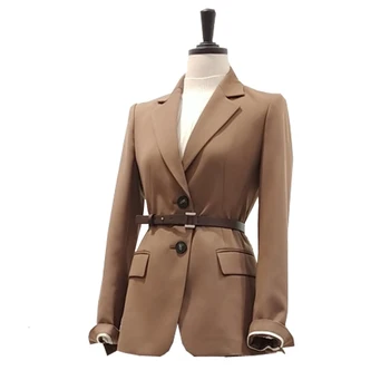 

TVVOVVIN Women Coat Women Suit Coats Belt Split Women Blazers Jackets Camel Black All Match Vintage Summer Blazer Women2019 X423