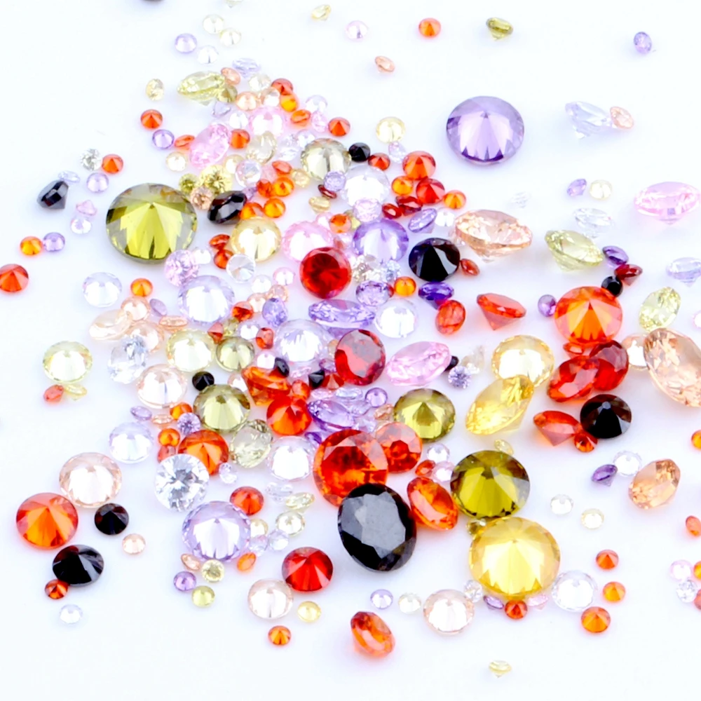 

200PCS 1-4mm Mixed Size Multicolor Round Cut Cubic Zirconia Stone Loose CZ Quality Synthetic Gems Beads For Jewelry Gifts Making