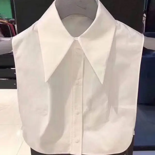 2020 Women Elegant Cotton Detachable Half-Shirt Pointed Lapel Fake Collar White Shirts  Fake Collar Women