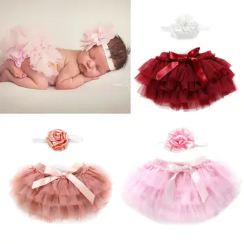 

Baby Girls Newborn Tutu Tulle Bowknot Holiday Skirts & Headband Infant Girl Outfit Set