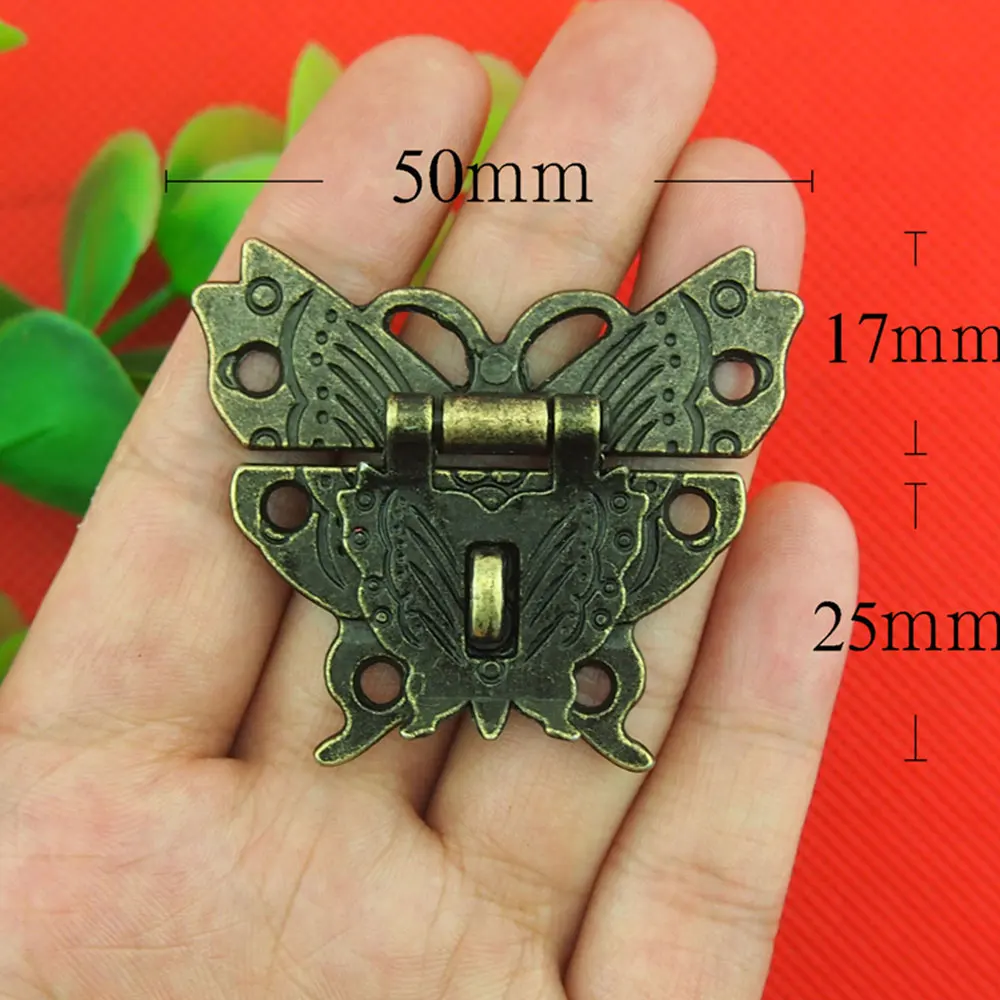 

Butterfly Buckle Metal Wooden Box Retro Hasp Lock Catch Alloy Zinc Home Accessories Decor Drawer Padlock Ornament Gadget