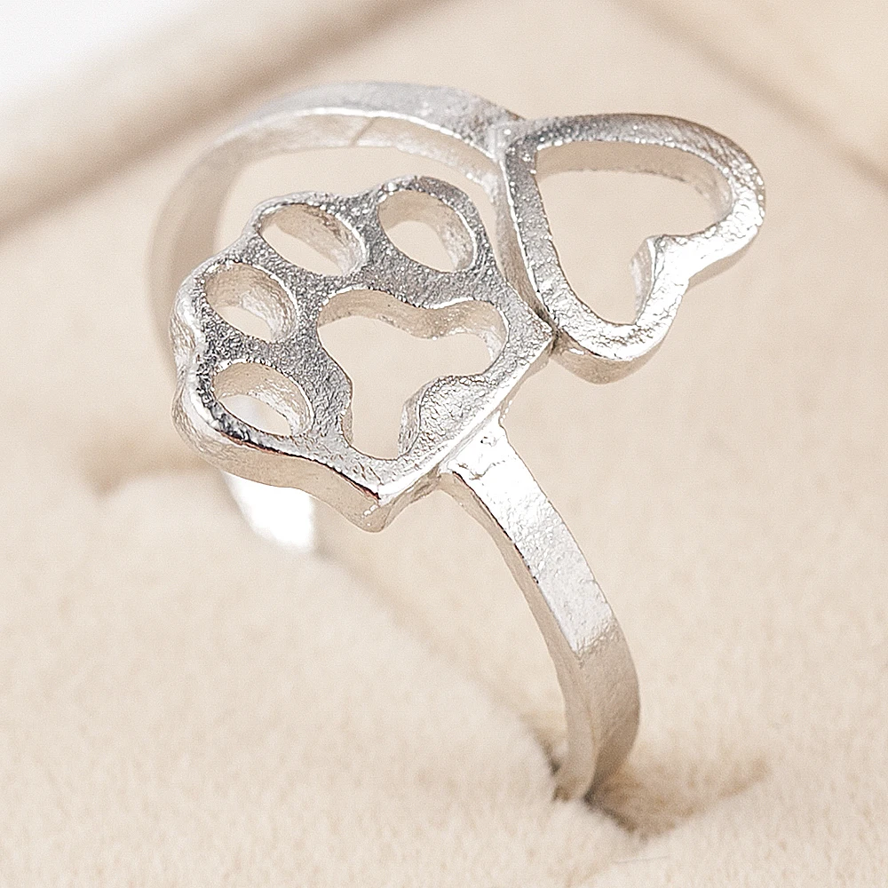Модное милое кольцо в форме лапы с собаками, лапами и сердечками, популярные кольца для свадебной вечеринки, женские очаровательные ювелирные изделия