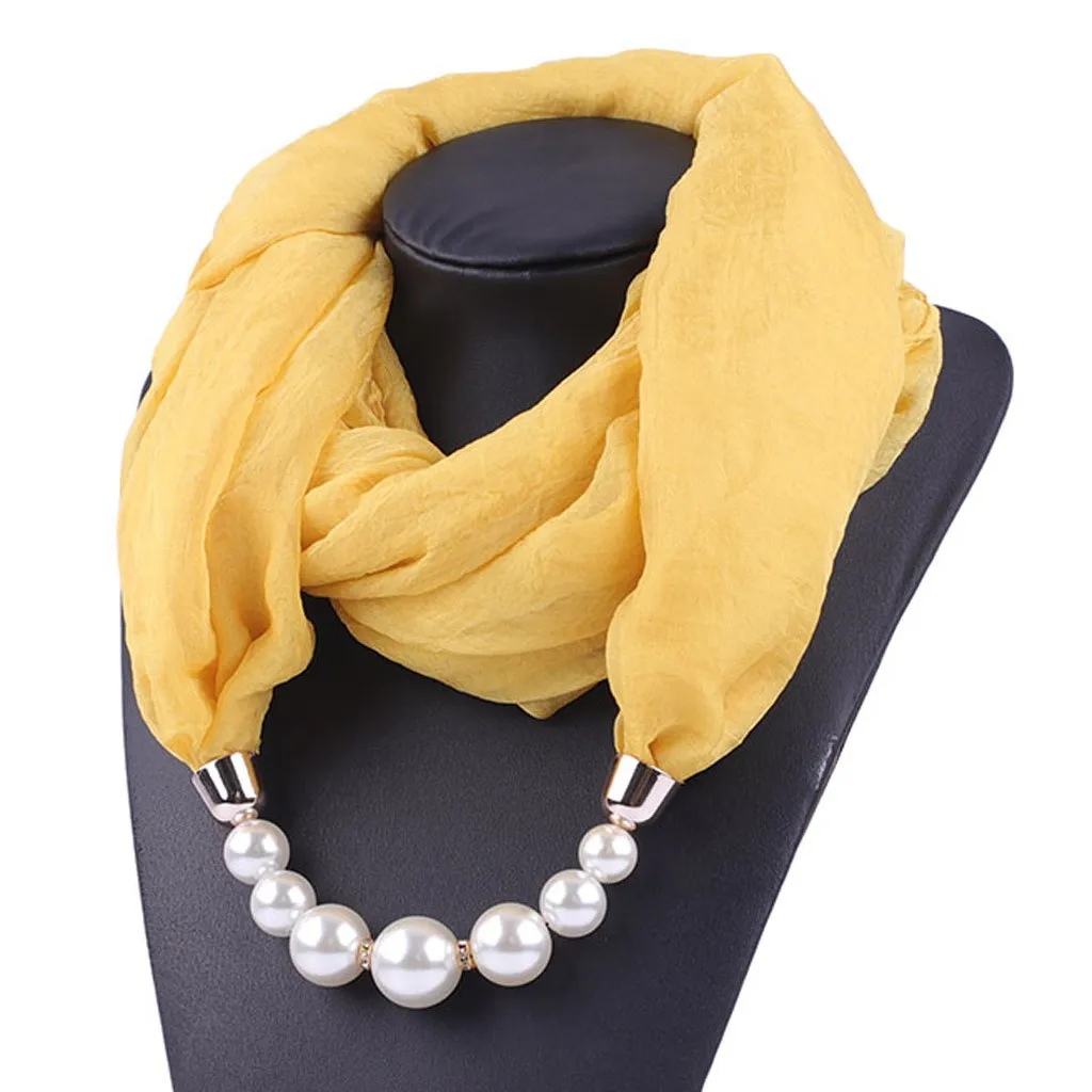 Шарф на шее женское ожерелье из шифона нагрудник жемчужное ожерелье кулон шарф солнцезащитное ожерелье шарф женский Осень# D8 - Цвет: I