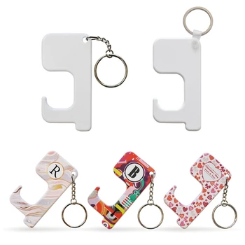 

10Pcs Blank Sublimation Heat Transfer Keyring Zero Touch Hand Free MDF Key Chain K1KB