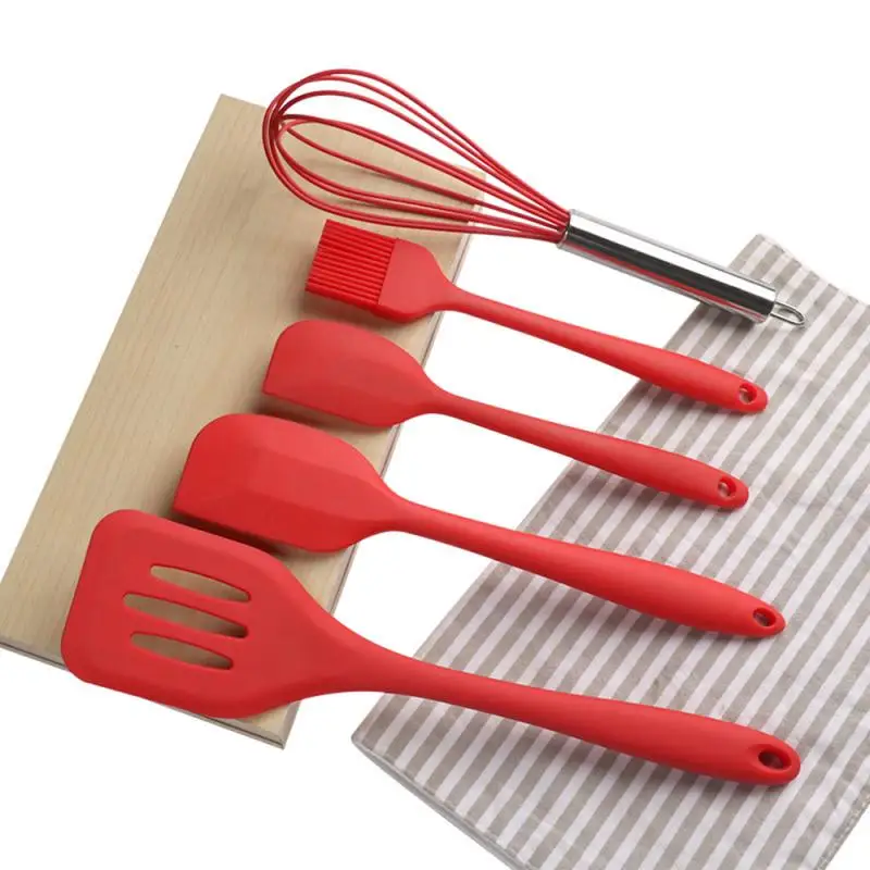 5PCS/Set Silicone Cooking Tool Sets Egg Beater Spatula Oil Brush