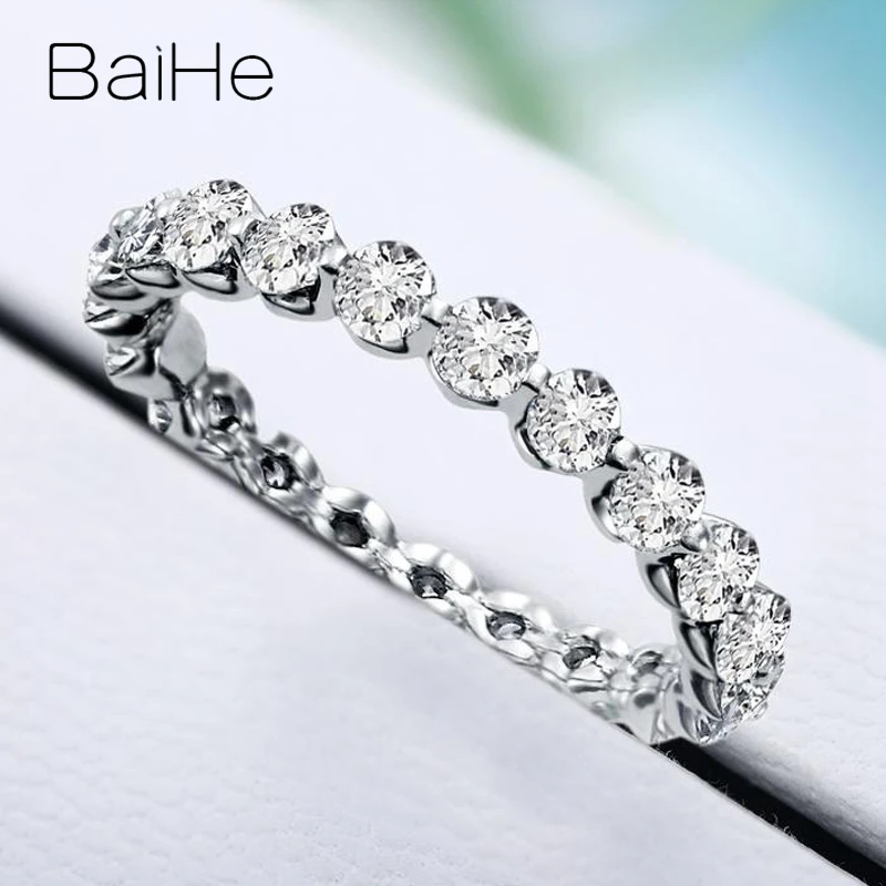 BAIHE, 18 К, белое золото, 1.35ct, H/SI, Круглый,, натуральный бриллиант, ювелирное изделие для женщин, обручальное кольцо, хороший подарок, бриллиантовое кольцо