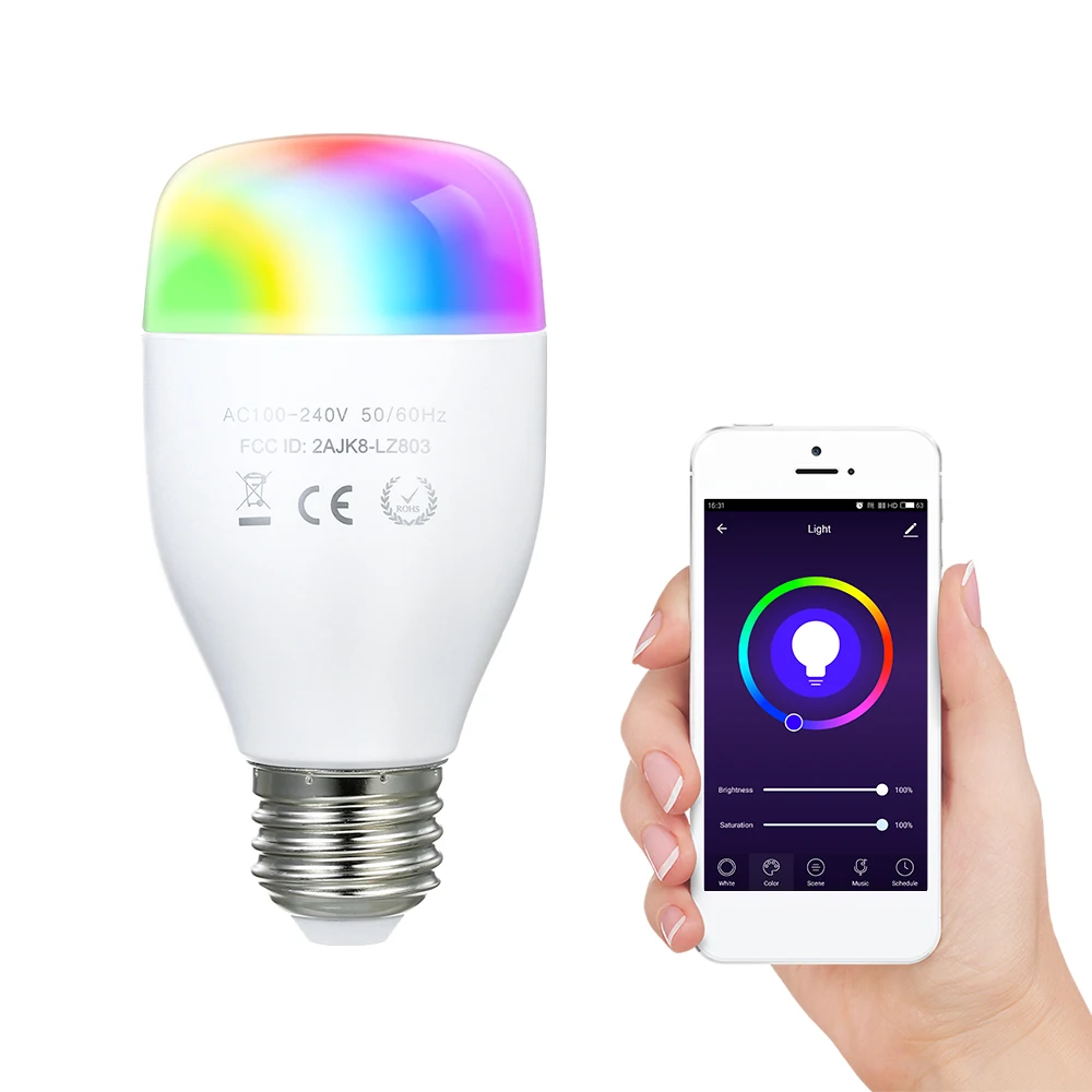 Wi-Fi умный светодиодный светильник интеллектуальная беспроводная лампа RGB Изменение цвета музыкальная лампа голосовое приложение управление Функция синхронизации многоцветный ed