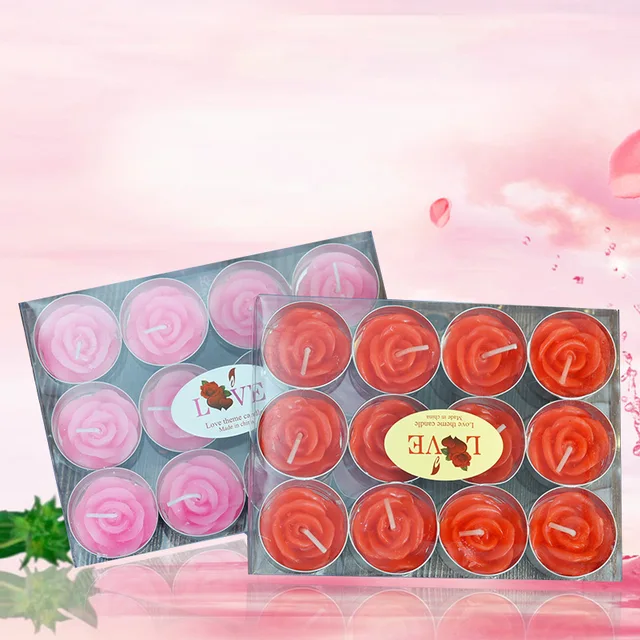 12Db/Tétel Rózsa Alakú Teafényes Gyertya Viasz Vacsora Romantikus Dekorációk Születésnapi Esküvői Party Füst Nélküli Gyertyák - Image 2