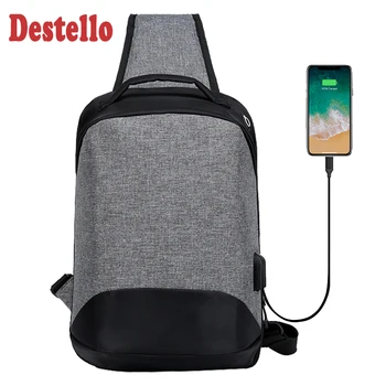 

2020 Nylon Sling Bag For Men Chest Bag Anti-theft Crossbody Bag With USB Port Large Capacity chestBag For Man small bag men