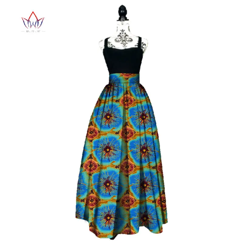 Модная женская длинная юбка с принтом в африканском стиле, Анкара, Дашики, высокая талия, трапециевидная длинная юбка макси с зонтиком, женская одежда BRW WY1744 - Цвет: 17