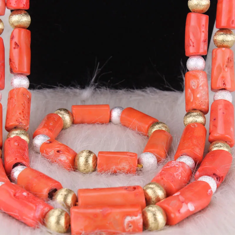 Dudo inches african nature coral beads jewelry for men nigerian traditional wedding bridal necklace set