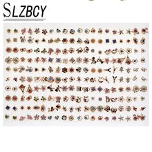 100 пар/компл. цвета: золотистый, серебристый Цвет с украшением в виде кристаллов сплава серьги-гвоздики комплекты для Для женщин девочек смешанный Стиль животных Цветочные серьги; бижутерия