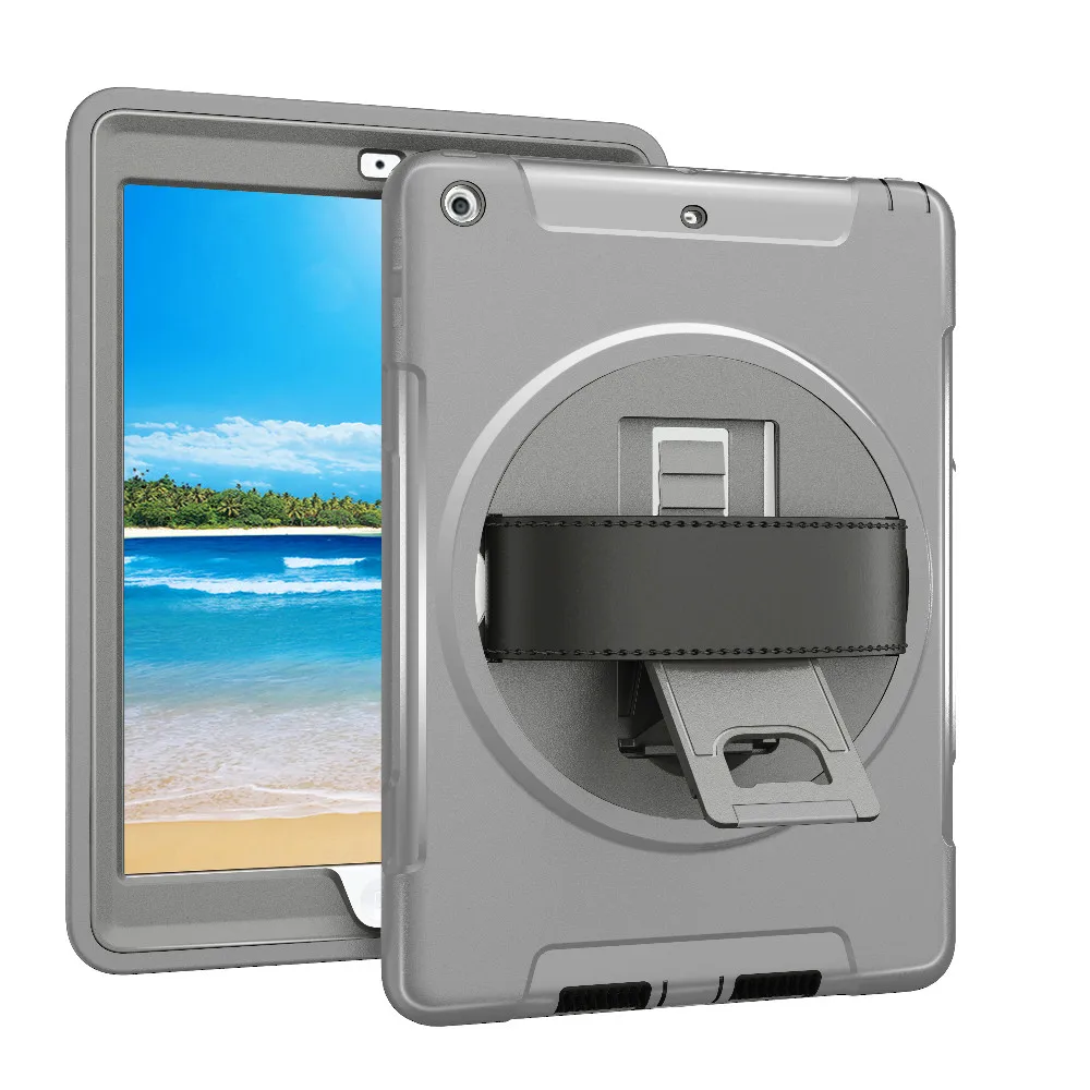 

Case for iPad 5th 6th Generation 9.7 inch 2018 2017 Tablet TPU Dropproof Protection Cover 360 Rotatable Kickstand Strap FTL01