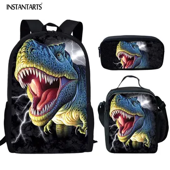 

INSTANTARTS School Bags for Teenagers Tyrannosaurus Rex T Rex Dinosaur 3D Print Big Bookbag College Students Schoolbags Rucksack