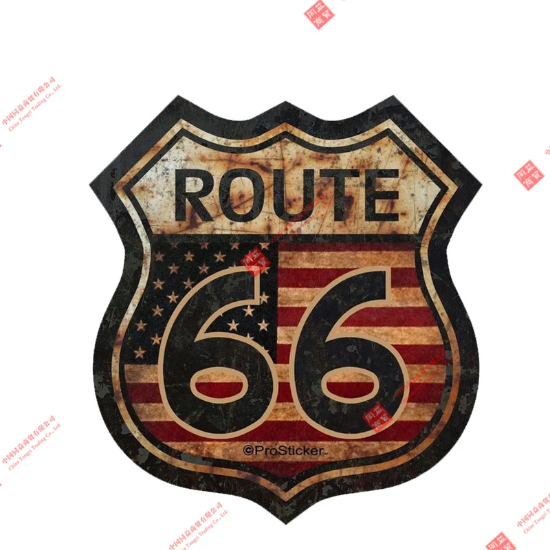 Creative Retro Route 66 Car Stickers Racing and Helmet Decals High Quality RV Motorcycle Guitar Piano Laptop PVC Vinyl Stickers