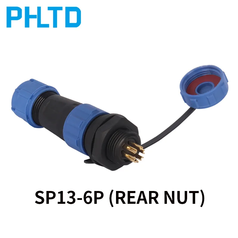 Водонепроницаемый соединитель задней гайкой прямой SP13-2/3/4/5/6/7/9 p Монтажный провод монтажный кабель Разъем авиационный - Цвет: SP13-6P