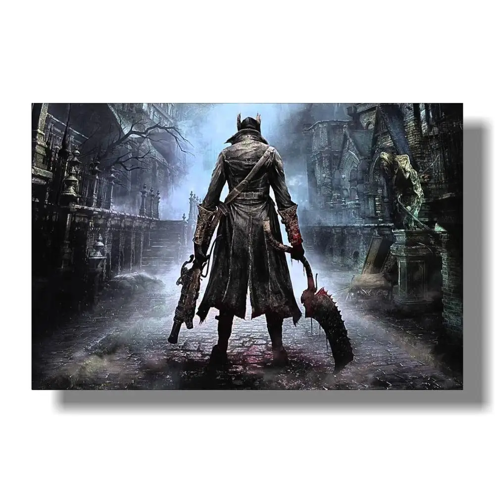Bloodborne художественная шелковая ткань постер печать 12x18 24x36 дюймов Игра Охотник