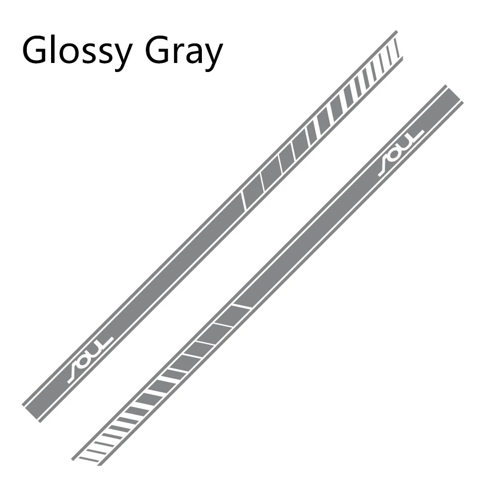 Glossy Gray 2 шт. автомобильный Стайлинг гоночный полоски наклейки Для Киа соул Авто боковой двери юбка Декор очаровательные стильные виниловые наклейки в виде Фотообоев c переводными картинками автомобильные аксессуары - Название цвета: Glossy Gray