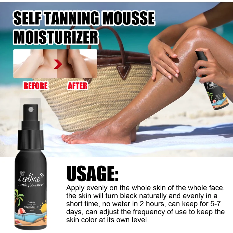 Long Lasting Sunless Tanning Self Tan Organic Self Tanner Long Lasting Bronze Fake Tan Body Natural Tan Mousse Spray TSLM1