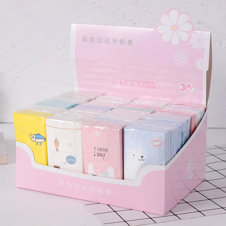 

Fashion Printed Paper Towel Environmentally Friendly Crude Pulp Handkerchief Paper Gift Box Kleenex Bag Handkerchief Paper Whole