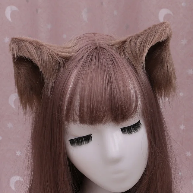 Ears Cosplay Gothic Lolita Cat Ears Cosplay  Chinese Headdress Anime Decor  Gothic Accessories Fox Ears Decor Kawaii Accessories Brown