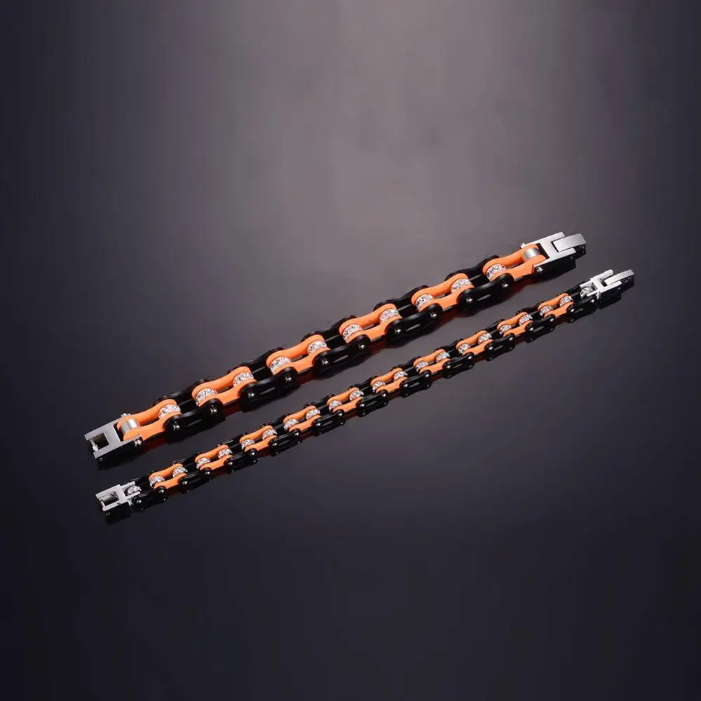 SDA, уникальный стиль, байкерские браслеты на цепочке, браслеты для женщин, крутые, модные ювелирные изделия, подарок, оранжевый, черный, блестящие браслеты с кристаллами YM014