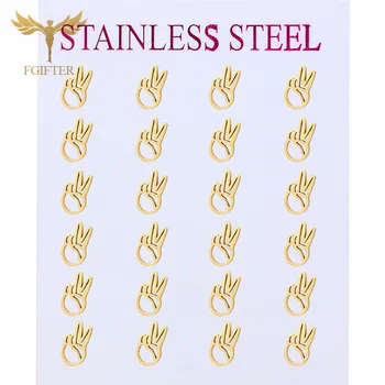 

Wholesale Woman Girl V Earrings Fashion Victory Gesture Stud Earring Gold Stainless Steel Jewelry for Girls Women