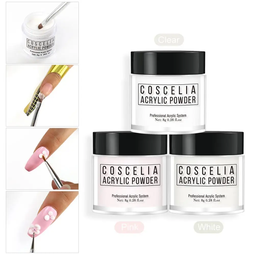 COSCELIA Acrylic Powder Manicure Set Nail Tips Nail Glitter Extend