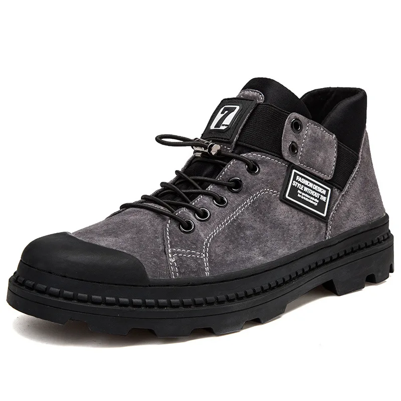 

Martin Boots Men's Fashion British Style plus Velvet Versatile Mid-top Workwear Desert Snowfield Army Short Boots Men Shoes Wint