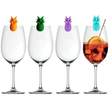 6pcs Silicone Wine Glass Marker Pineapple Stylish Wine Glass Marker Charms for Banquet Bar Accessories