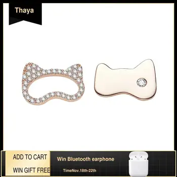 

Thaya Real s925 Silver Cute Cat Earring Stud 18K Gold Rose Gold Earrings Zircon Stud Charm For Women Young Fine Jewelry Gift
