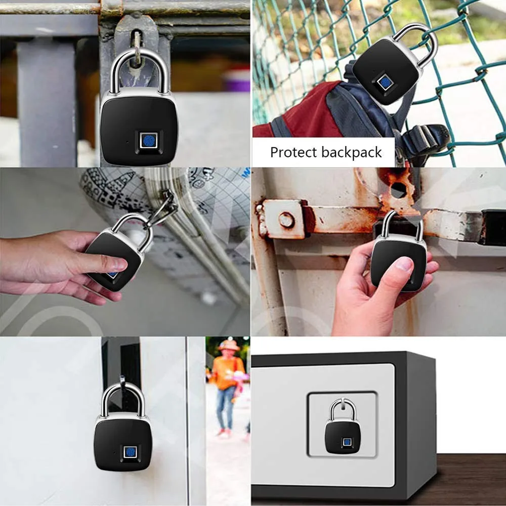 Висячий замок ingerprint IP65 Водонепроницаемый умный биометрический БЕСКЛЮЧЕВОЙ