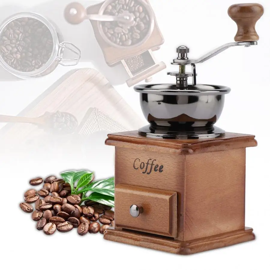 Cafetera Кофеварка мельница деревянный металлический дизайн ретро мини ручная кофемолка ручная мащиновая бобовая коническая заусенца