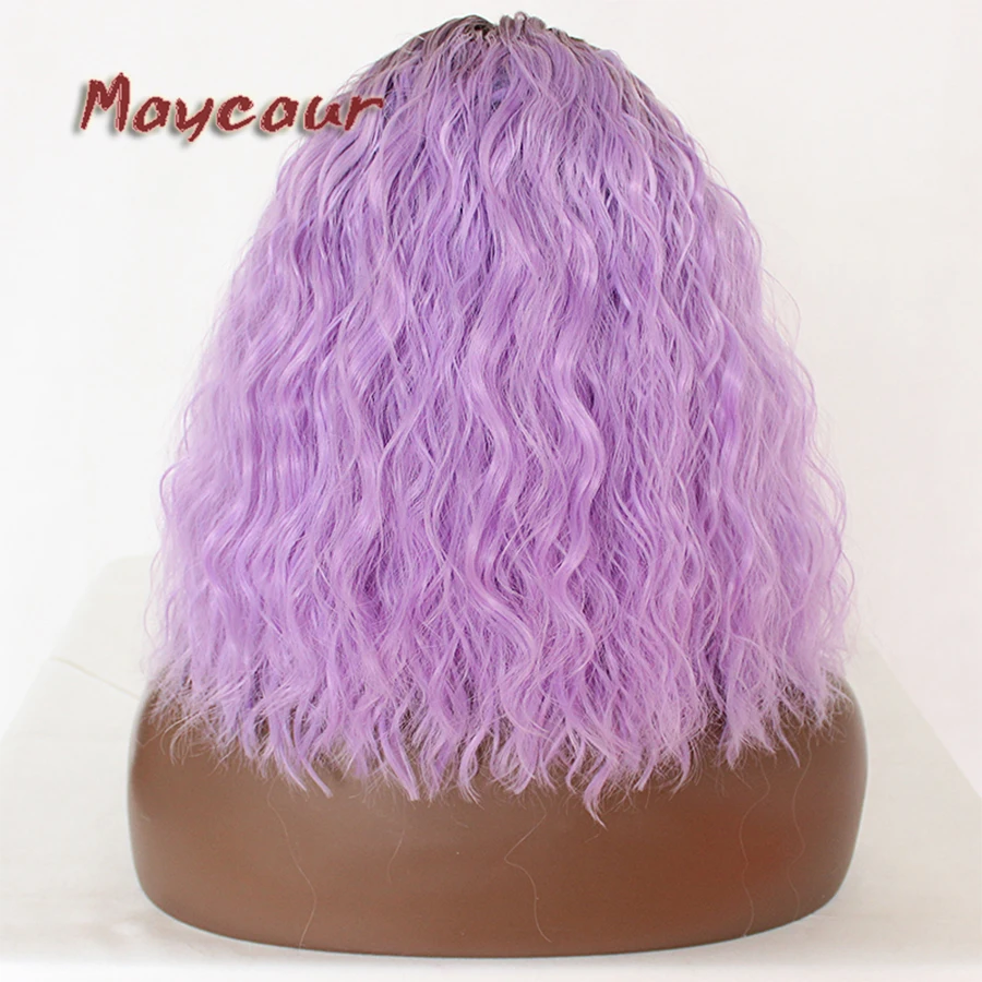 Maycaur 2 Tona Cveta Korichnevyj Belyj Korotkie Volnistye Bob Pariki Srednyaya Chast Sinteticheskie Volosy Pariki Termostojkij Parik Dlya Chernyh Zhenshin Aliekspress