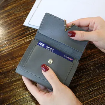 

Short Women wallets Matte Leather Hasp Small Wallet PU Leather Solid Purses Credit Cards Money Panelled Mini Wallet