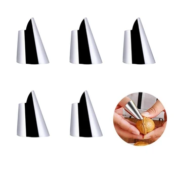 

5pcs Adjustable Stainless Steel Finger Protector Multi-Function Anti-Cutting Peeling Bean Artifact Iron Nail Cover Kitchen Tool