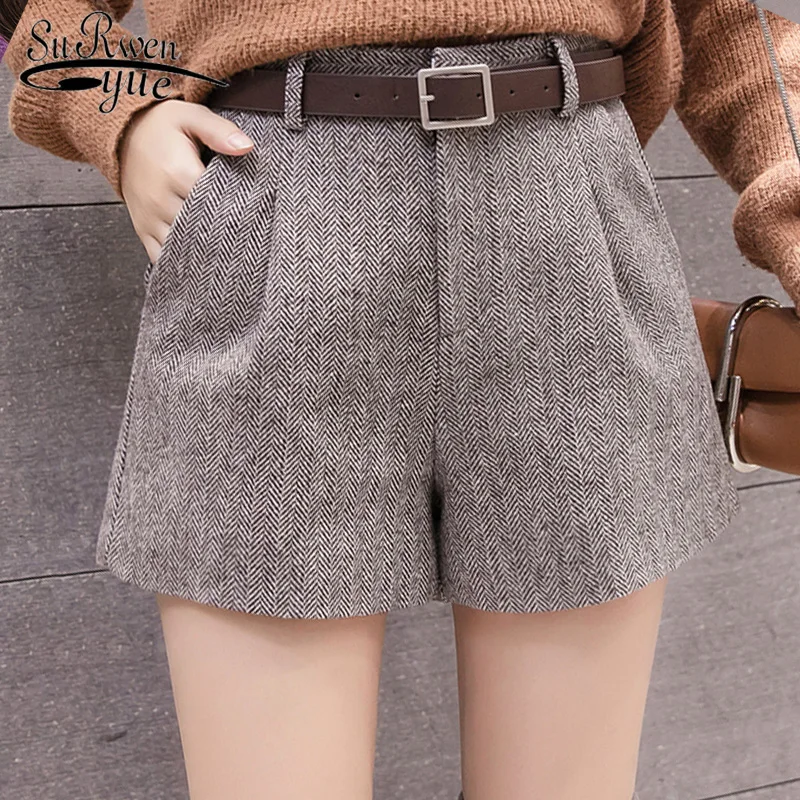 Korean PU Faux Leather Shorts Women Autumn High Waist Wide Leg Short Ladies Plus Size Sexy Black Belted Short Femme 7774 50