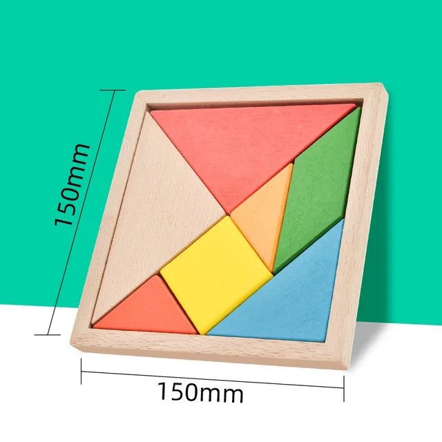 Colorful 3D Puzzle Wooden Toys High Quality Tangram Math Jigsaw Game Children Preschool Imagination Educational Toys for Kids 3