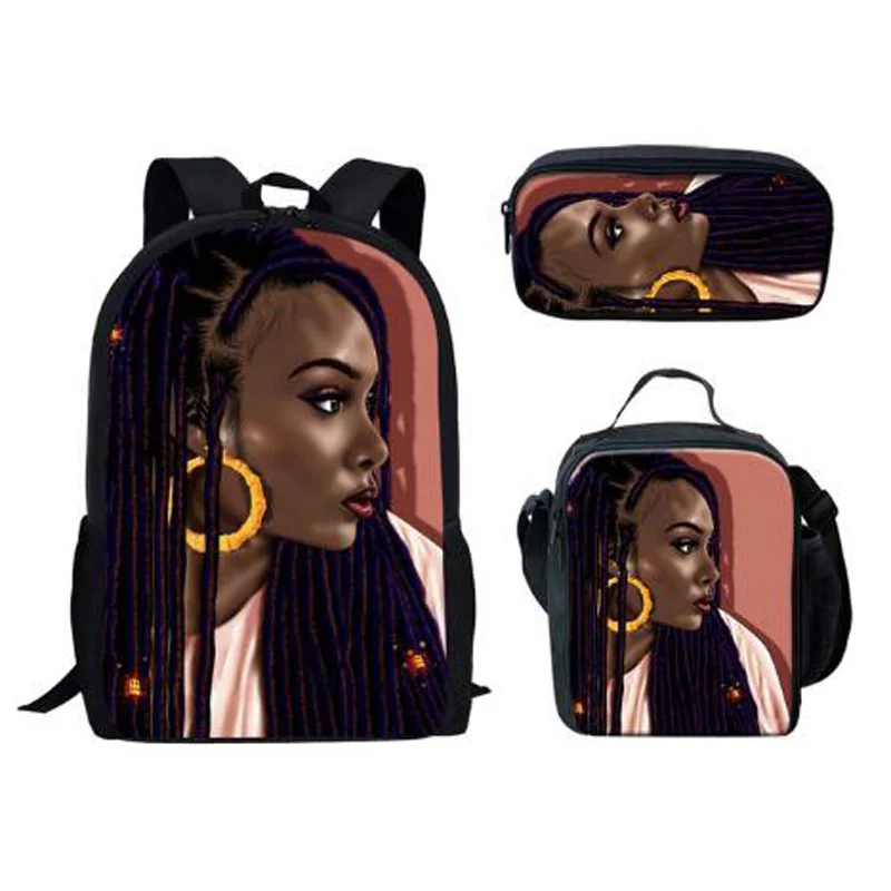 Горячая Черная Королева американская АФРИКАНСКАЯ ДЕВУШКА печать школьные сумки набор колледж рюкзак для студентов Снова в школу ранец рюкзак